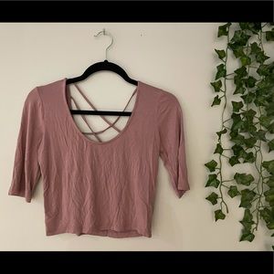 NEVER WORN Pink Long Sleeve Crop Top